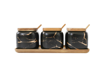 Nordic Matte Marbled Ceramic Spice Jar