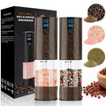 Minpenlay Electric Salt and Pepper Grinder Set Rechargeable with LED Display Adjustable Coarseness 120ml Container Automatic Pepper and Salt Grinder for Kitchen Restaurant (Wood Grain)